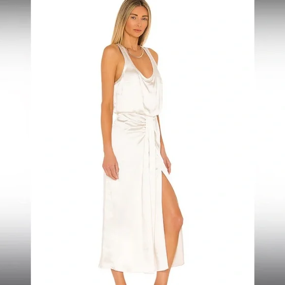 L'Academie Alicia Revolve Elegant Ivory Midi Dress - Picture 2 of 4